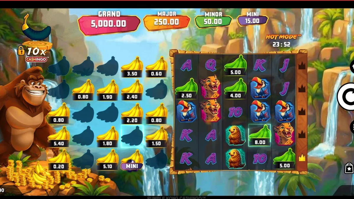 Tampilan visual slot Rumble Kong Cashingo dengan tema gorila dan kota neon